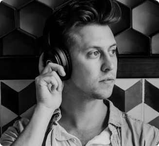 man wearing earphones